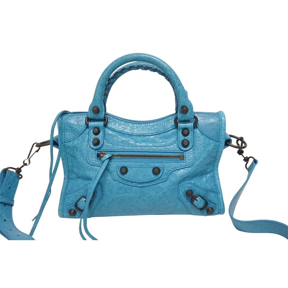 Balenciaga Bag Leather Shoulder Blue LuCity Handbag